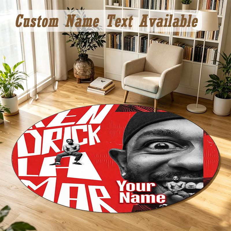 Round Rug Custom NameKendrick Lamar Pattern Non Slip Carpet Home Floor Decor
