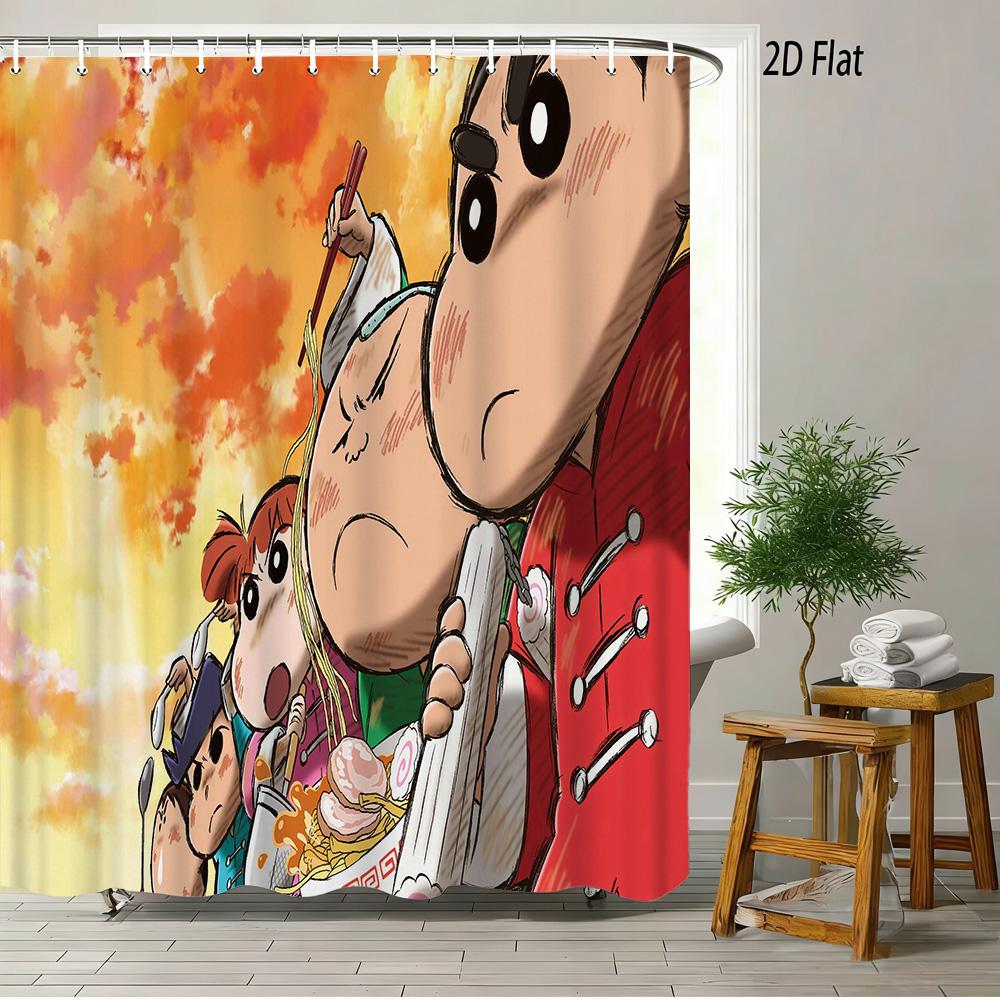 

Crayon Shin-Chan Nohara Family Mexican Fiesta Scene 2D Print Waterproof Shower Curtain, Vibrant Sombrero & Maracas With Cactus T W60H190(CM)-1 Pcs