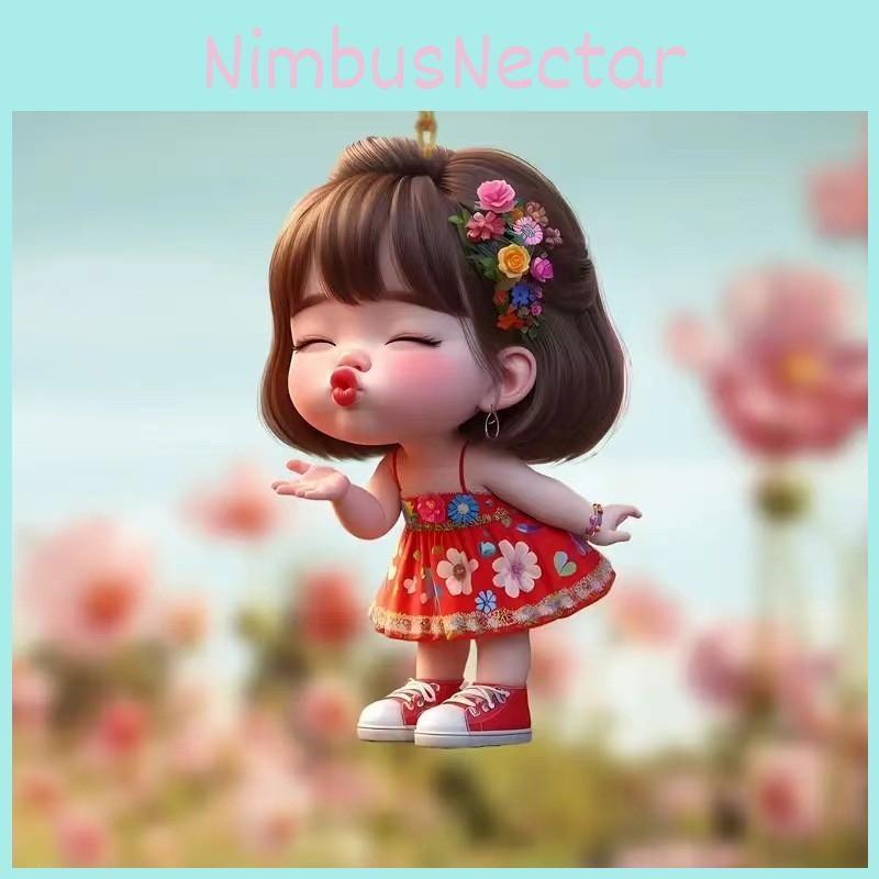 Mirror Acrylic Car Decoration Girl Series Car Interior Accessory Cartoon Style