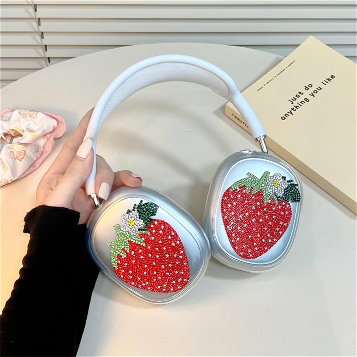 

Роскошный блестящий чехол с бриллиантами для наушников AirPods Max, прозрачные аксессуары, ультрамягкий защитный чехол из ТПУ для AirPods вишня