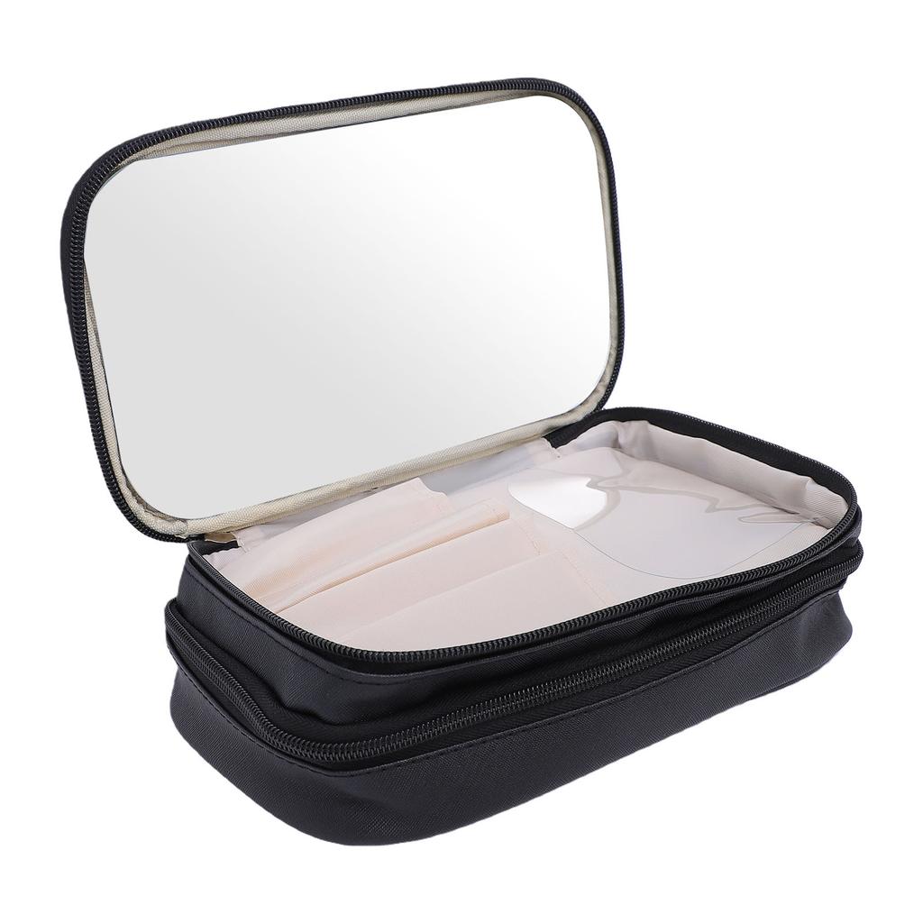 Makeup Bag with Mirror Portable Double Layer Cosmetic Storage Bag Small Travel Toiletry