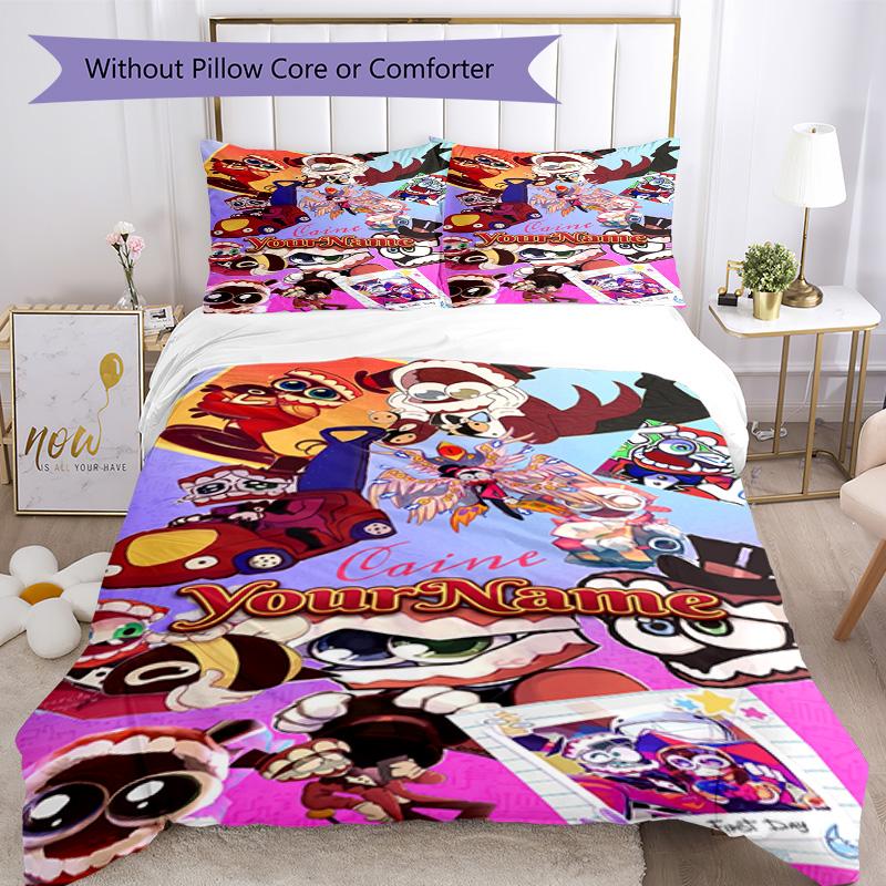Digital Circus Customize Your Name Bedding Set Breathable Duvet Cover with Pillowcases Home Decoration Birthday Gift