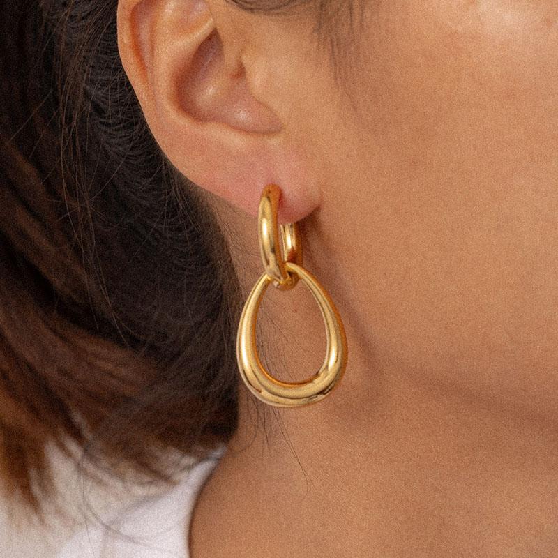 

316L Stainless Steel Geometry Drop Earrings Foxanry Fashion Simple Prevent Allergy Birthday Jewelry Gifts EL0051 золотий