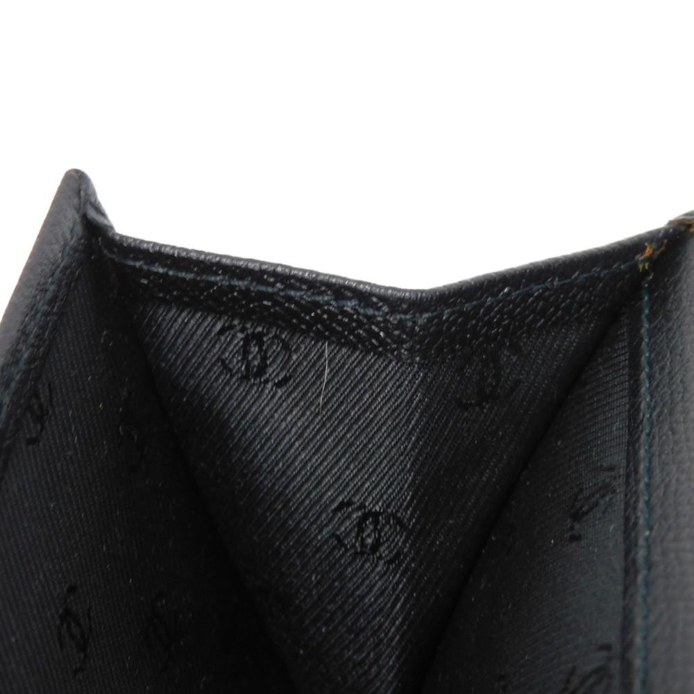 Used 10097 COCO Button Long Flap Wallet A20905 7940 Excellent Condition CC Mark Calfskin Enamel 9th Series COCO Mark