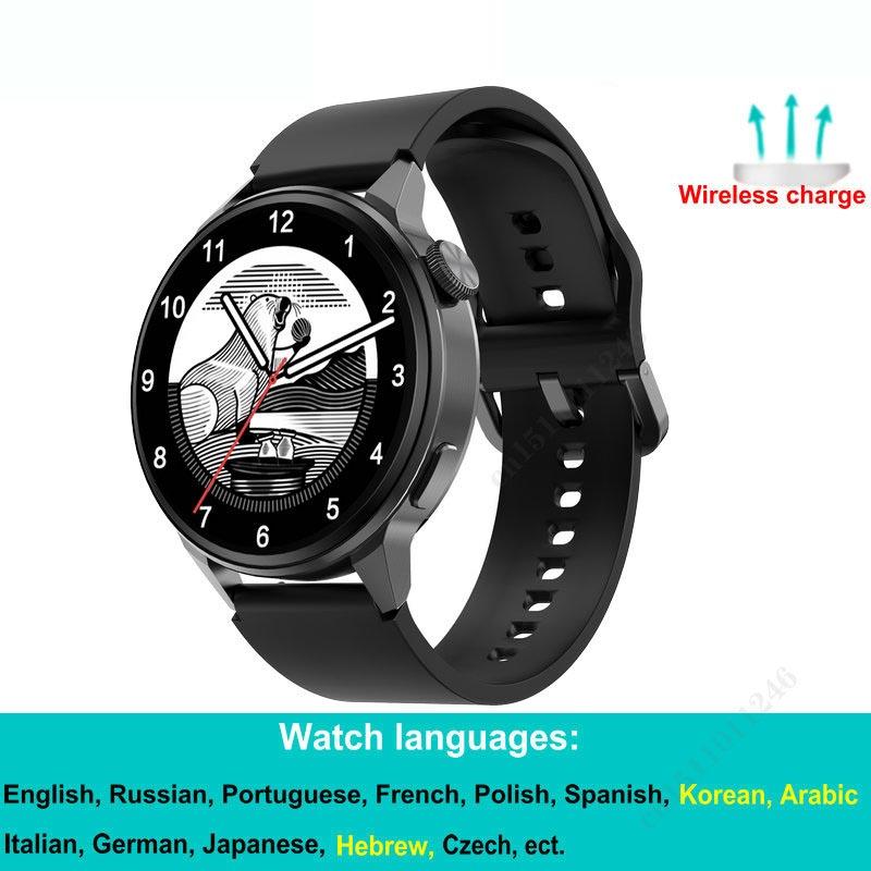 

Умные часы DT4+ для мужчин, NFC, голосовой помощник, пароль, BT-звонки, 390*390, GPS-трекер, беспроводная зарядка, женские умные часы чёрный