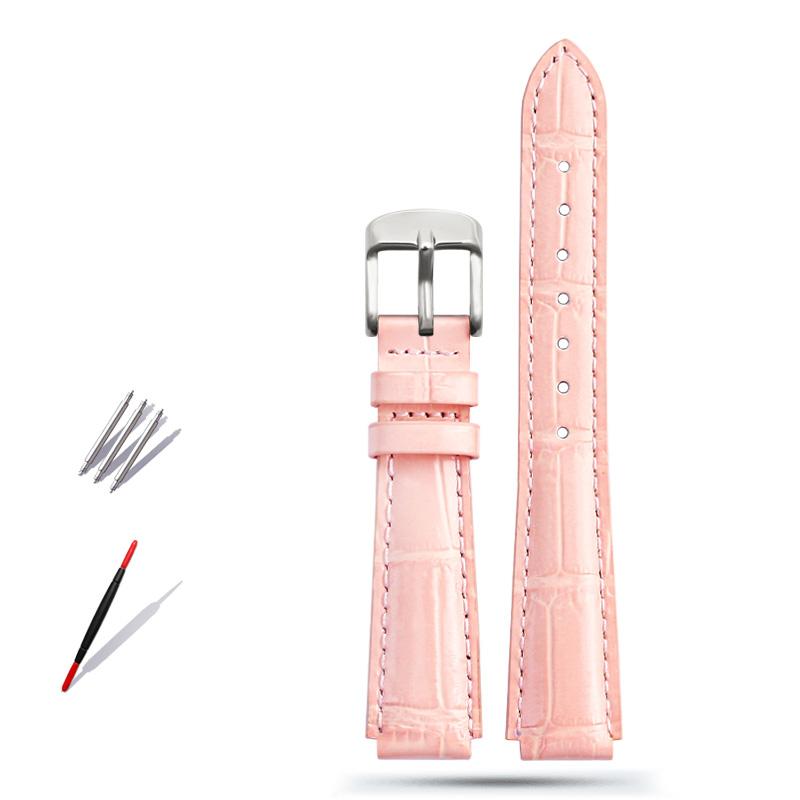 Pulseira de couro genuíno para relógio feminino Casio LTP-2069 LTP-V007 V300 VT01 com pulseira convexa 14mm