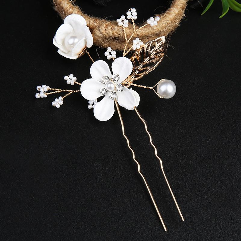 Gold Bridal Headwear: Handmade Pearl Hair Accessories Set