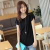 New Korean Version Solid Color Loose Large Size Top Round Neck Short-sleeved Women's T-shirt Summer Fat MM Base Shirt
