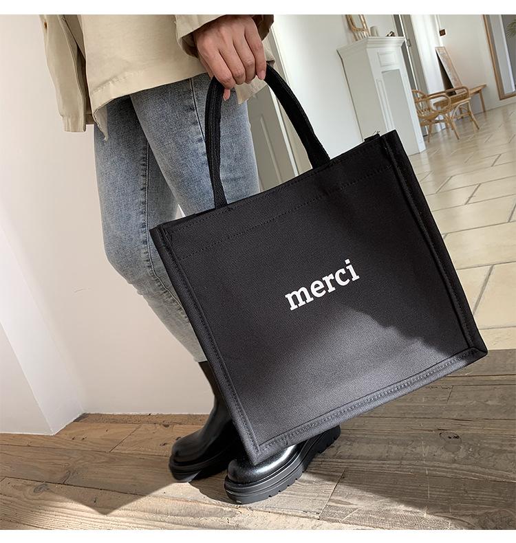 

Большая вместительная холщовая сумка, женская модная повседневная сумка через плечо, студенческая сумка для поездок на работу чёрный