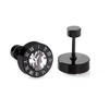 Stainless Steel Acrylic Crystal Stud Earrings for Women Men Punk Roman Number Clear Black CZ Bling Fashion Ear Jewelry