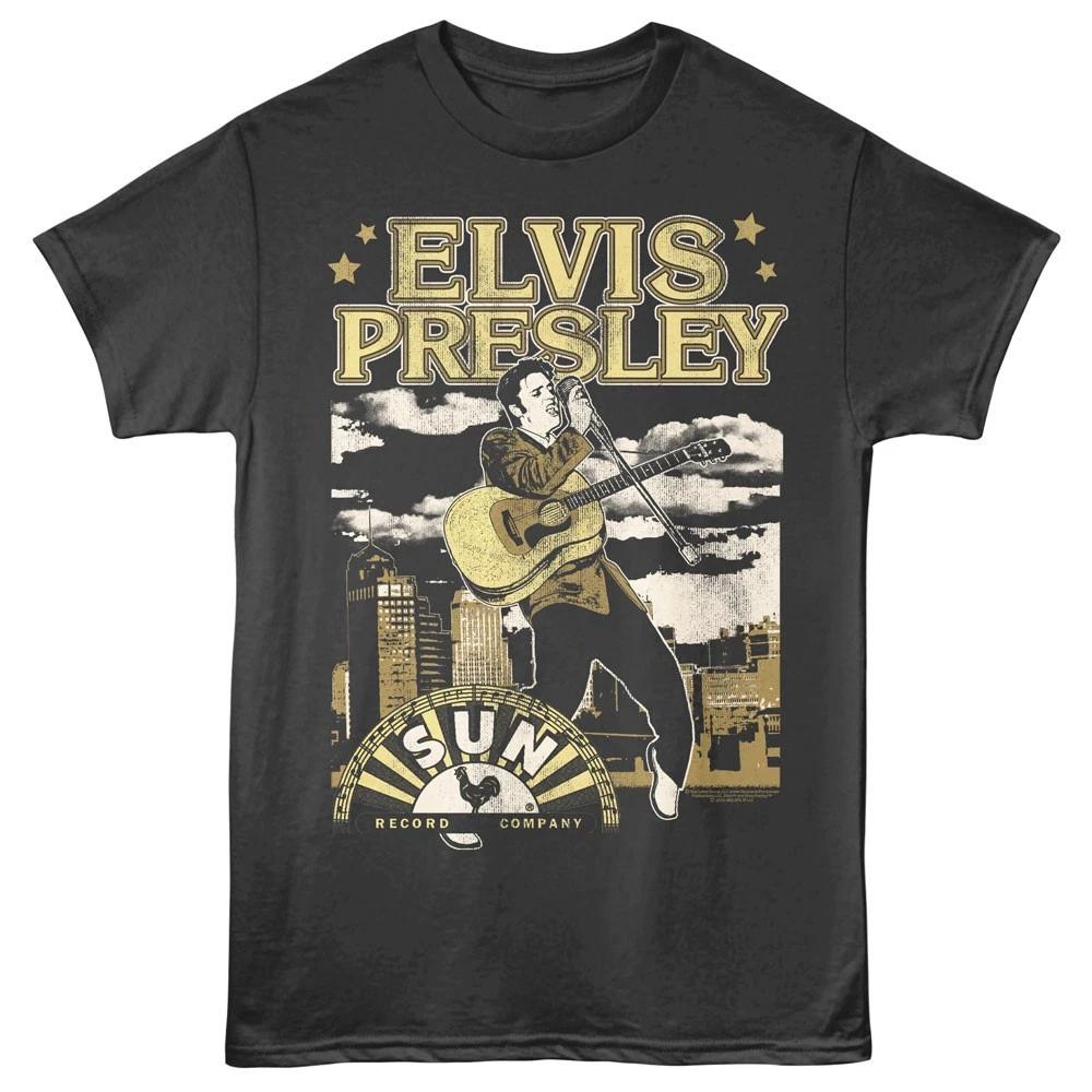 Elvis Presley Golden City Background Men s T Shirt Sun Records Music L