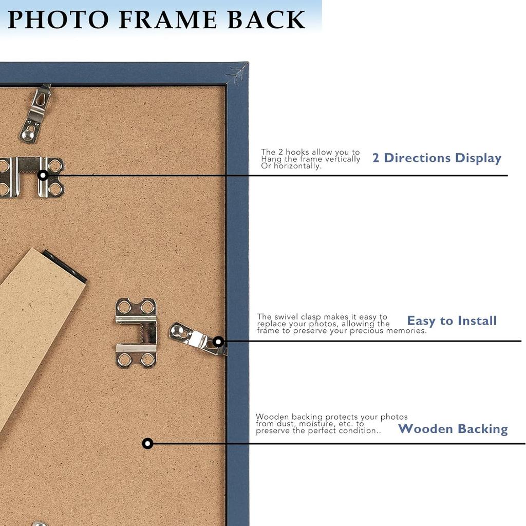 8x10 Picture Frame with 6x8 Mat, Display 6x8 with Mat or 8x10 Without Mat, Wood 8 by 10 Photo Frame, 8 x 10 Frame for Wall Hanging and Tabletop