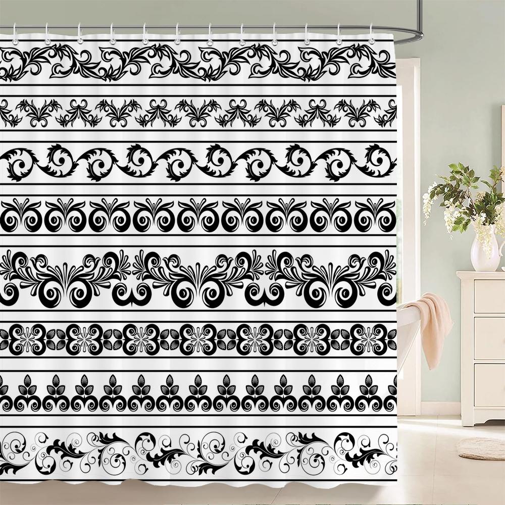 1 Pc Abstract Geometric Shower Curtains Bathroom Polyester Bath Curtains Printing Boho Shower Curtain Decor With Hooks Curtain