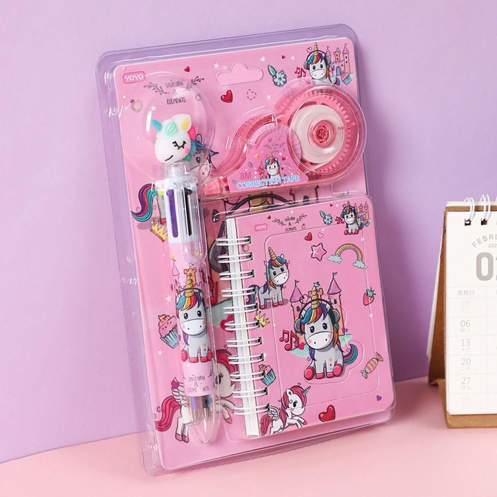 

4 in 1 School Supplies Ballpoint Pen Stationery Gift Set Creativity Stationery Set Student Unicorn