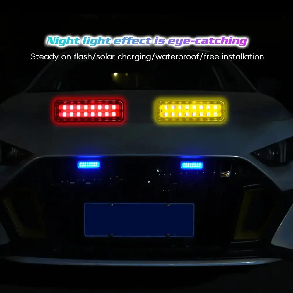 Car Solar Energy Warning Light LED Flashlight Indicator In-Night Caution Strobe Warning Light Running Lamp Clear For All Vehicle