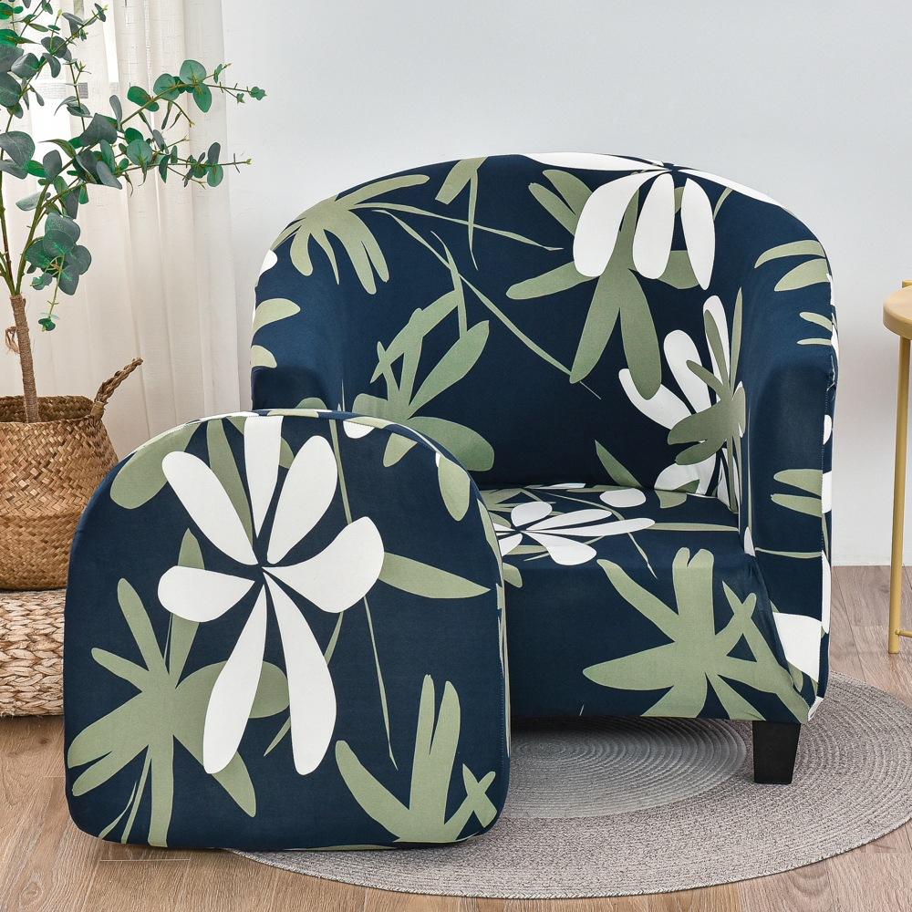 Printing Single Club Chair Cover Sofa Cover Full-covering Protective Cover Semi-circular Bathtub-shaped Sofa Cover Cushion