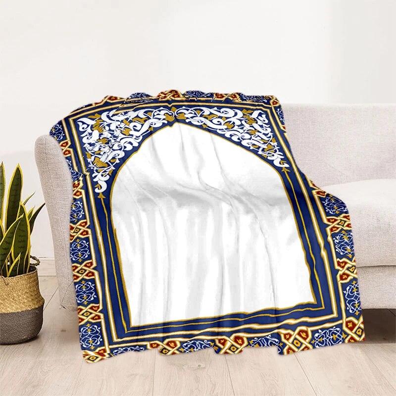 Müslüman Namaz HD Yumuşak Peluş Yatak Atma Karikatür Piknik Ince Battaniye Modern Flanel Battaniye Kapak Gedruckt Bettdecke Geschenk