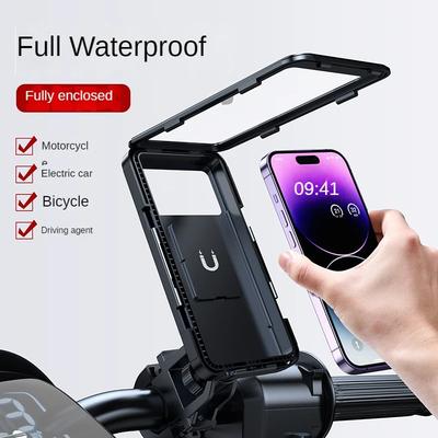 Universalus vandeniui atsparus dviračio mobiliojo telefono laikiklis, motociklo stovai, 360° pasukamas, reguliuojamas dviračio laikiklis 4,7-6,8" mobiliajam telefonui