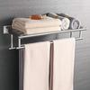 SUS 304 Stainless Steel Towel Rack Practical Double Bars Towel Shelf Household Bathroom Wall Mount Holder