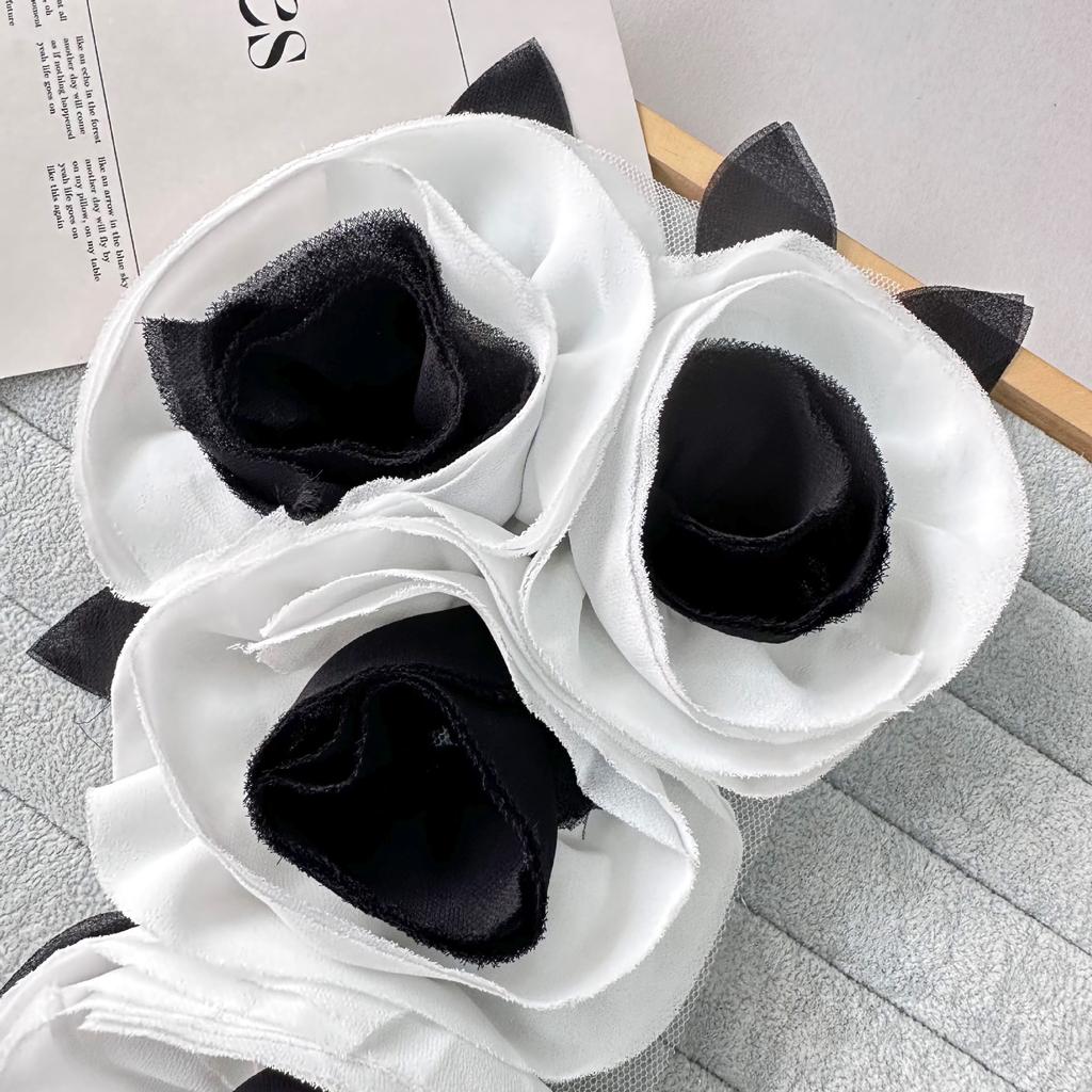 Black And White Color Scheme Handmade Diy Flower Accessories Headgear Accessories Wedding Dress Decoration Corsage Cloth Stickers Accessories