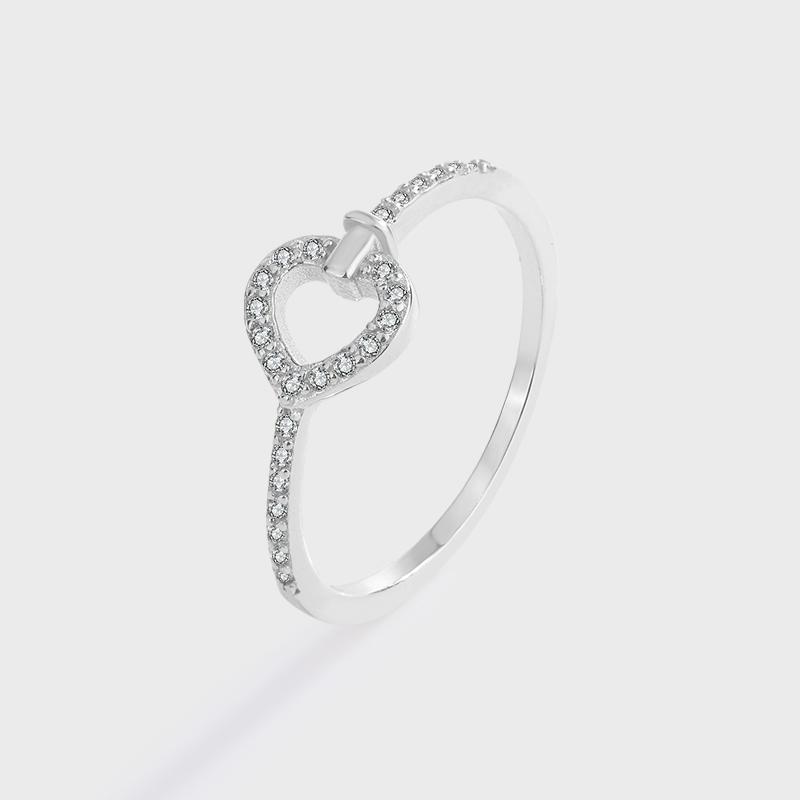 

Cassic пара бриллиантовых колец в форме сердца для женщин Love Hollow из натуральной стерлингового серебра S925, подарок на годовщину, ювелирные изделия 8 белый