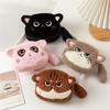 Gift Cat Shape Coin Purse Soft Plush Zipper Closure Earphone Keychain Bag Cute Mini Lipstick Pouch for Kids
