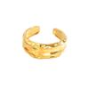 Ins Cold Style Irregular Texture Open Ring - Retro Old Money Style Wide Stainless Steel Finger Ring