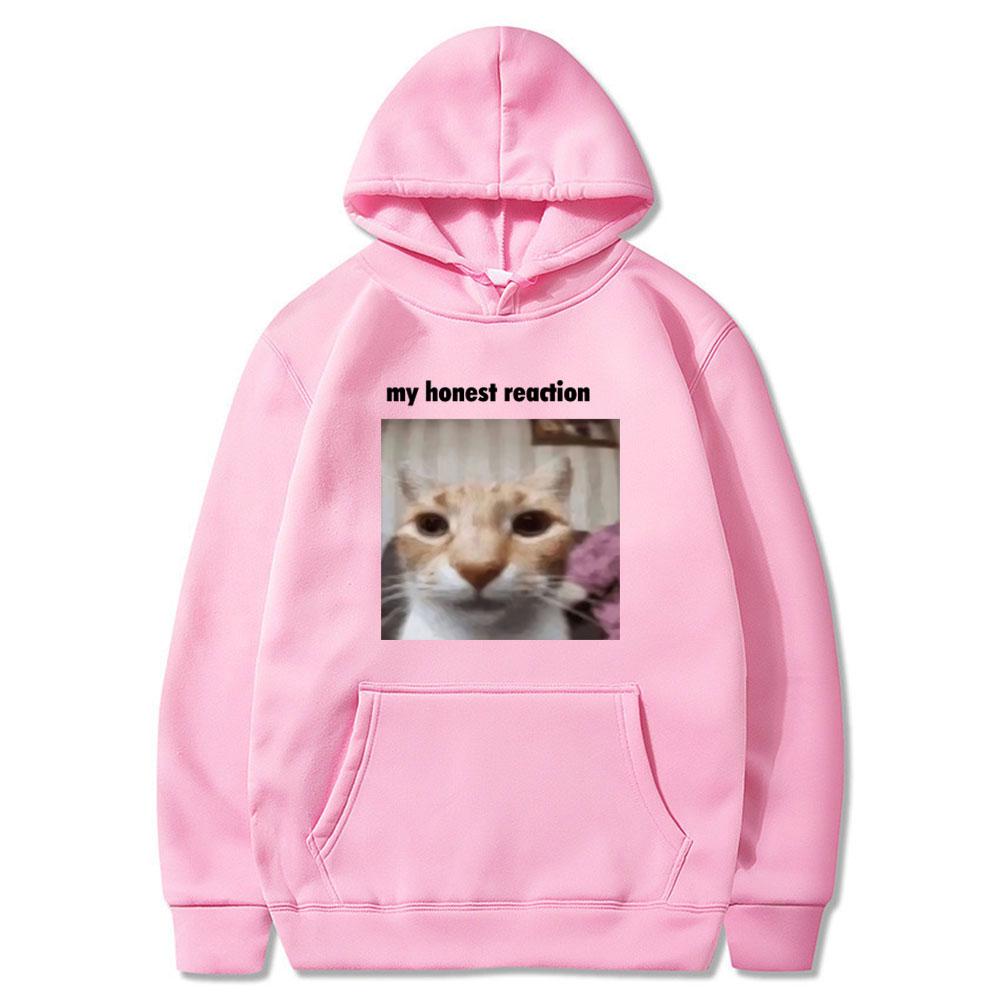 My Honest Reaction Funny Cat Meme Graphic Tops Men Women Clothing Fashion Harajuku Casual Cotton Tops Loose Casual Style Clothes