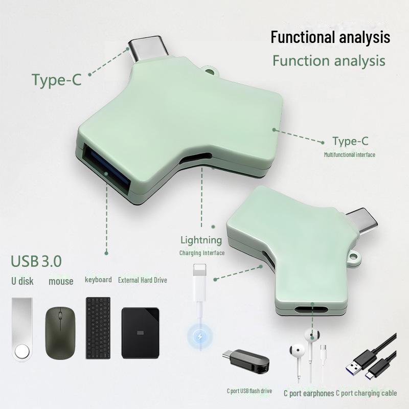 3-in-1 Multi-Function OTG Adapter: USB 3.0, Type-C, and Apple-Compatible for Android Phones