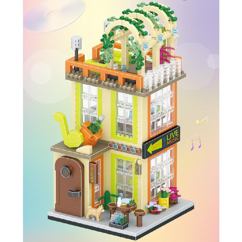 

Десерт Музыкальный Магазин Барная Сцена Сборная Модель из Строительных Блоков Настольное Украшение Music Bar