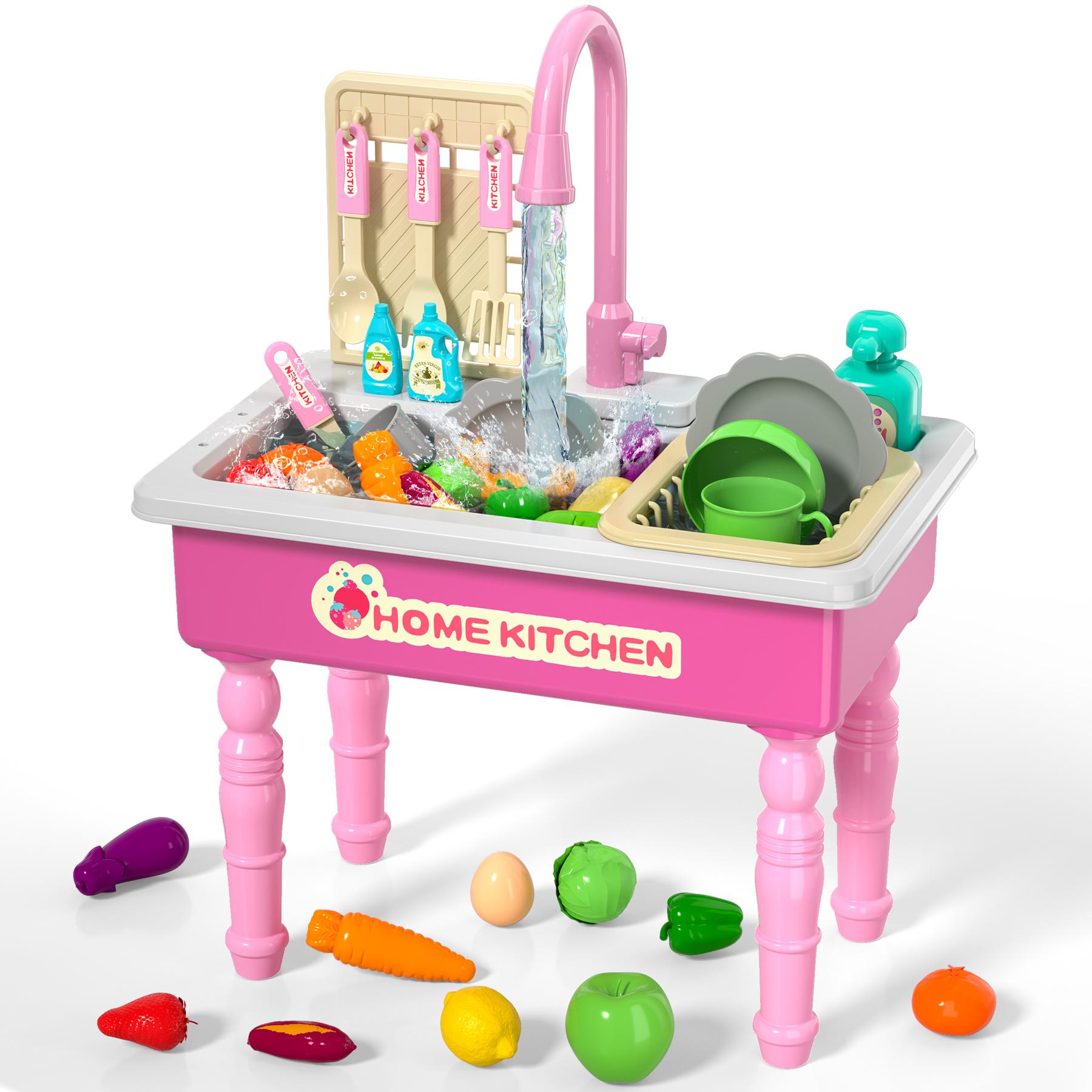 

Play Kitchen Sink Toy with Running Water, Dishwasher and Upgraded Automatic Water Cycle System фіолетовий