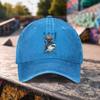 Samurai Cat Riding Shark Washed Baseball Cap Unique Graphic Adjustable Outdoor Cotton Snapback Hat