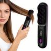 Cordless Ionic Hair Straightener Brush 3-in-1 Straighten Curl & Smooth Negative Ion Hair Brush Rechargeable Fast Heating Anti-frizz Hair Tool