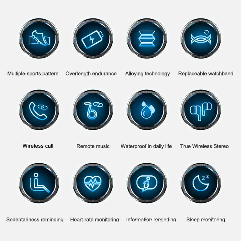 Smartwatch Auricolare Bluetooth Due-in-Uno TWS Chiamata Binaurale Esercizio Misuratore di Frequenza Cardiaca Passi 1,4 pollici