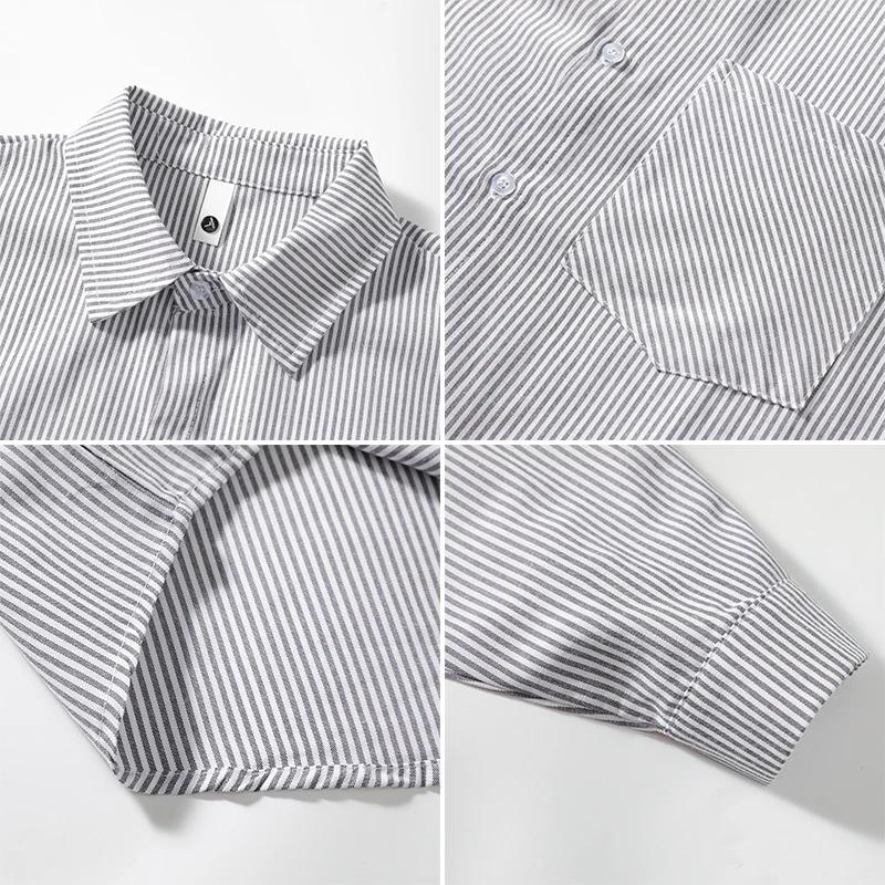 Moda Uomo Primavera 2026 Camicia a Righe Uomo Casual Larga Stile Hong Kong Camicie Uomo Monocolore Camicie Coreane a Maniche Lunghe