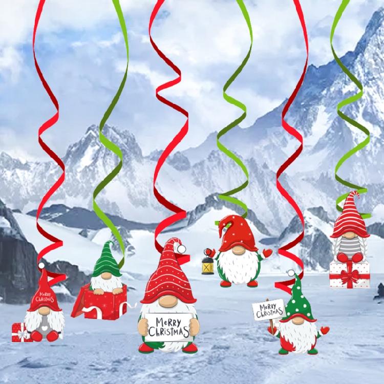 6Pieces/1Set Christmas Hanging Swirl Decoration Kit Holiday Party Decor Supply