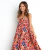 2023 Women Summer Casual Long Dress Bohemian Spaghetti Strap Floral Print Dress Boho Holiday Beach Backless Sling Dress