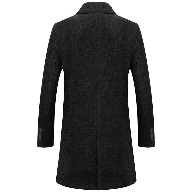 Nové Zimní Pánské Kašmírové Business Casual Kabáty Trenčkoty Pánský Fleecový Hřejivý Vlněný Mix Vysoká Kvalita Pánské Dlouhé Bundy 3XL