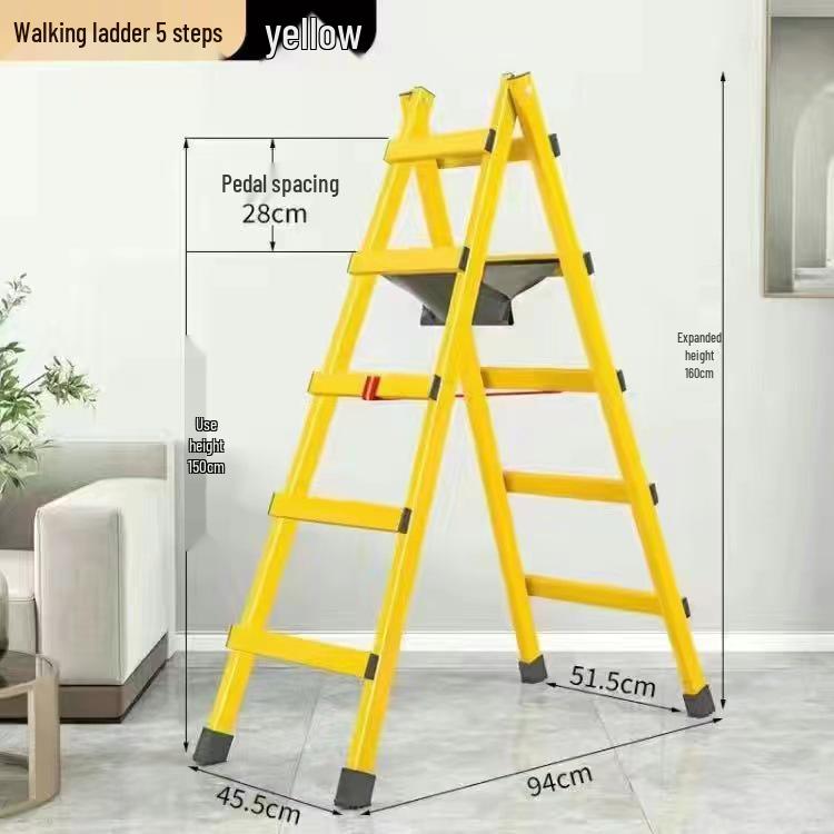 Thickened Carbon Steel Folding A-frame Ladder: Multi-purpose for Household, Electrician, Welding, Decoration, and Engineering.