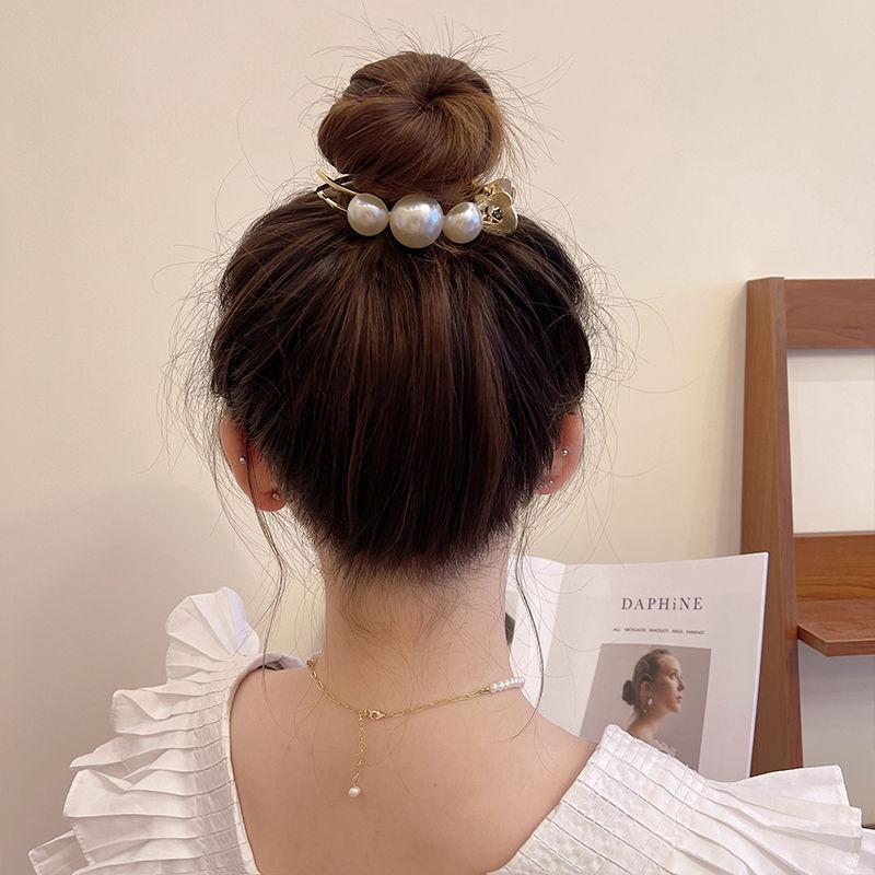 Pearl Hair Claw Clip for Women Meatball Head Fixed Hair Styling Tools Hairpin Accessories Grab Clip Jewelry