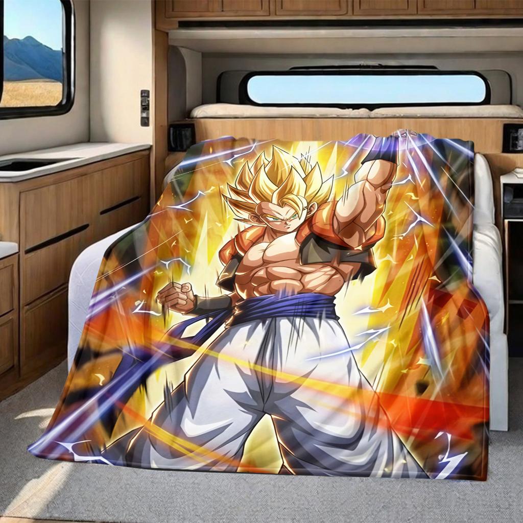 1 Stück Dragon Ball Super Aufdruck Flanelldecke, Hohe Qualität für alle Jahreszeiten, Heimdekoration, Wärme und Komfort, Perfekt für Weihnachtsgeschenke