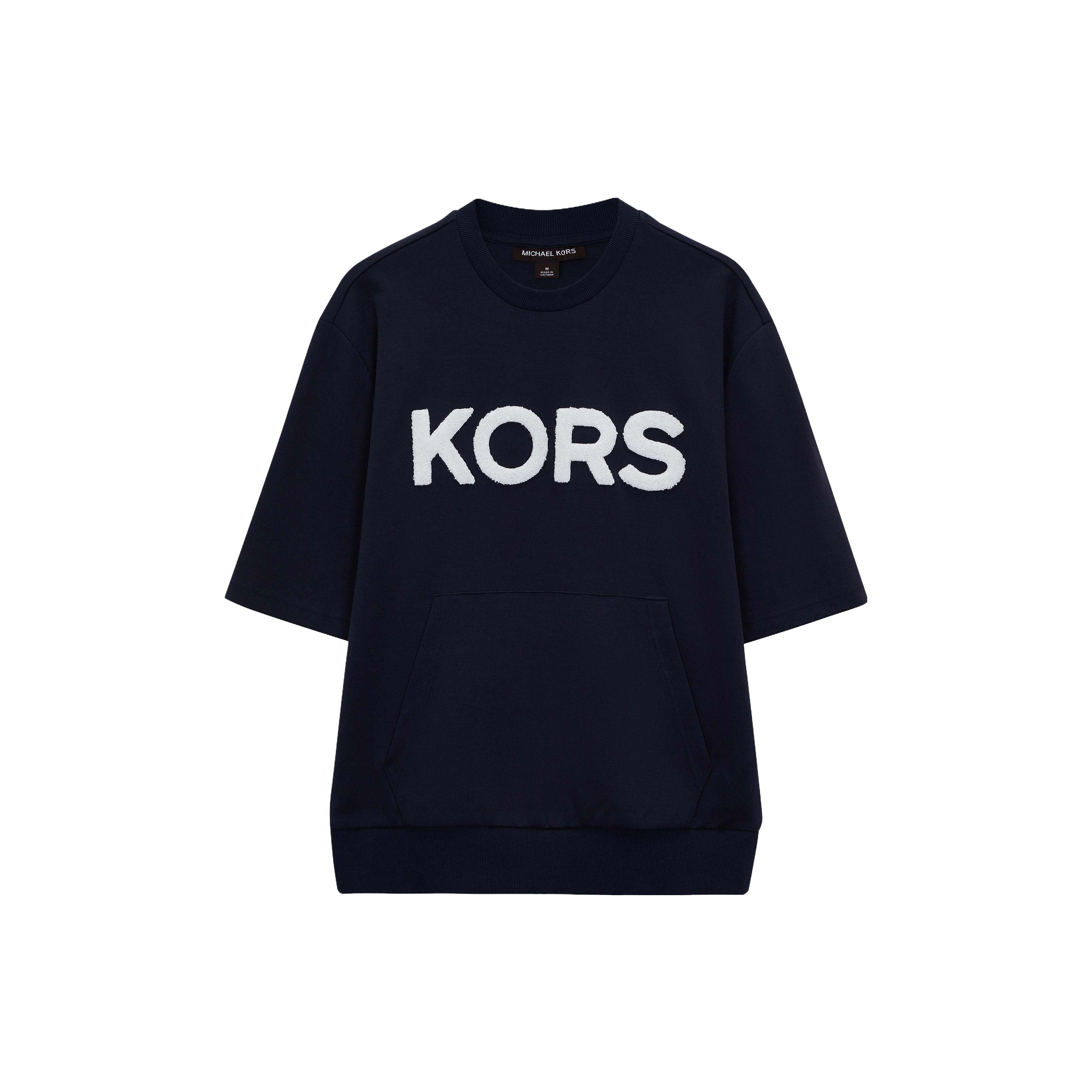 Michael Kors Ss23 Logo Print Crew Neck Short Sleeve Sweatshirt Men sweatshirt Navy-Blue OS250S95MF-401 XL