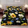 Sunflower Bedding Set for Kids Girls Boys Black White Milk Cow Print Comforter Cover Spring Summer Floral Duvet Cover