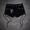 Y2K Summer Women's High Street Gothic Cross Hot Stamped Design Shorts