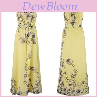 Elegant Plus Size Womens Floral Sleeveless Belted Maxi Long Dress For Summer Parties