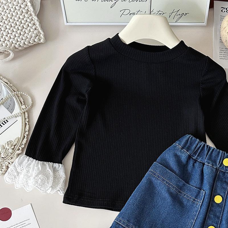 Girls Denim Overall Skirt Set 2 Piece Spring Autumn Baby Girl Fashionable Jeans Suspender Dress Outfit 90cm