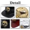 Skórzana czapka White Fang z czaszką i cyrkoniami, styl casual dla mężczyzn i kobiet, wzór CZ209, (Złoto)