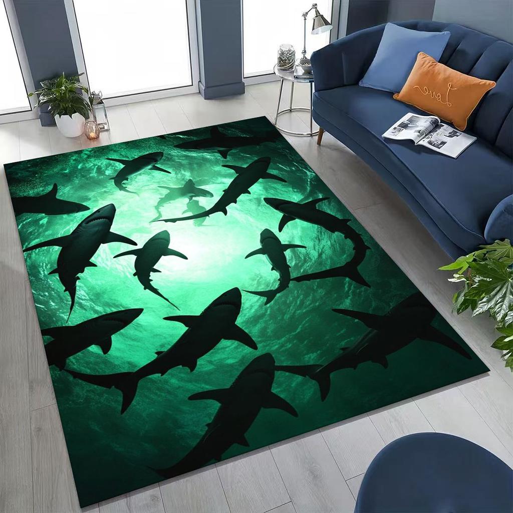 Dream Underwater World Sea Dolphin Turtle Coral Art Rug for Bedroom Living Room Sofa Home Doormat Decor,Kids Non-slip Floor Mat