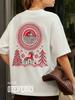 Retro Print 100% Cotton Short Sleeve T-Shirt - Hong Kong Style, Loose Fit, Early Autumn
