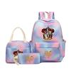 Large Capacity Schoolbag with Shoulder Strap; Student Three-piece Pencil Case Set